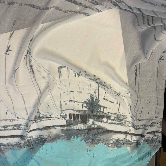 Lightweight seafoam green and grey Italian Riviera scarf 70" length - Picture 4 of 6